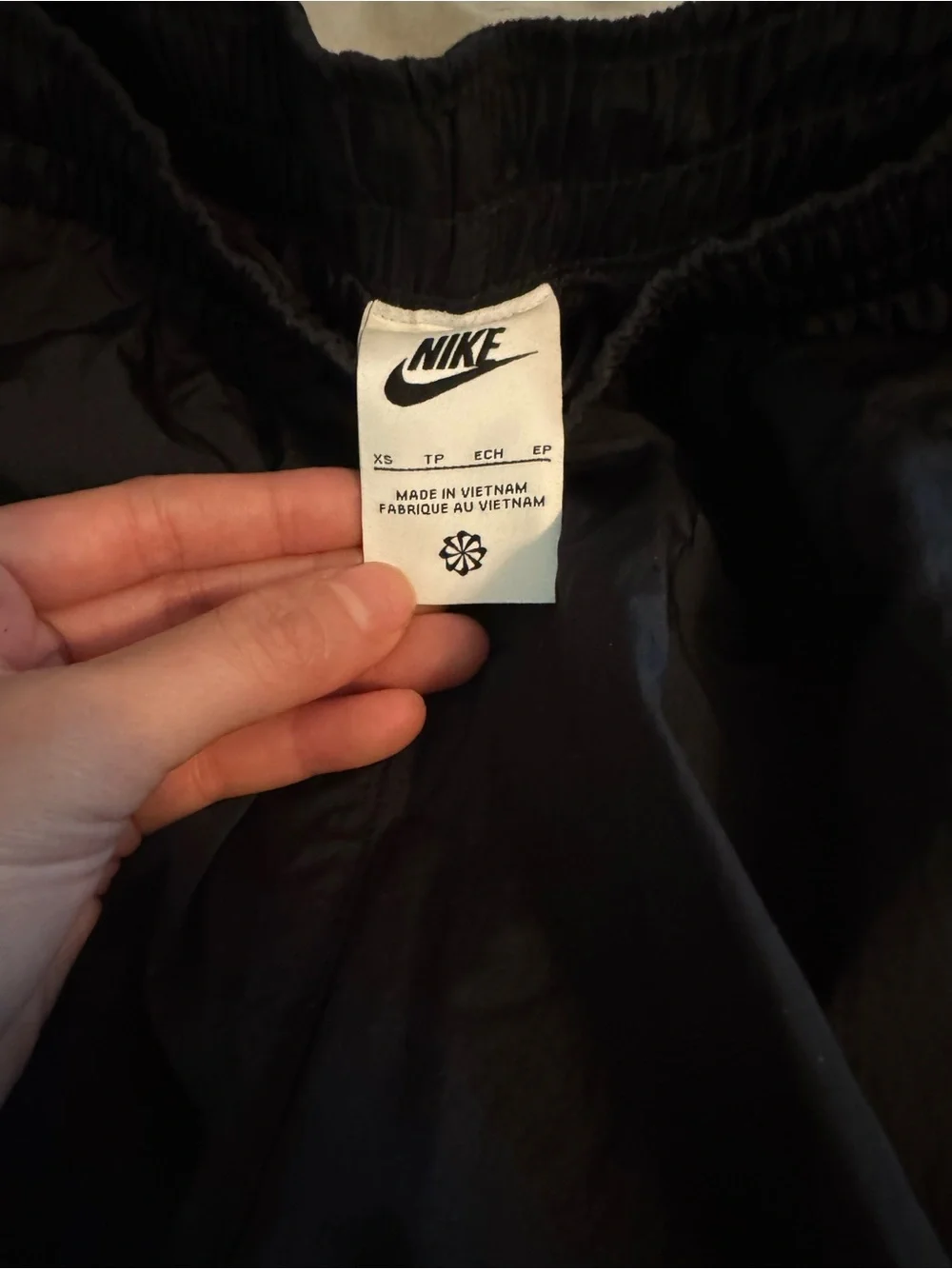 Nike Black Windbreaker Track Pants with White Swoosh